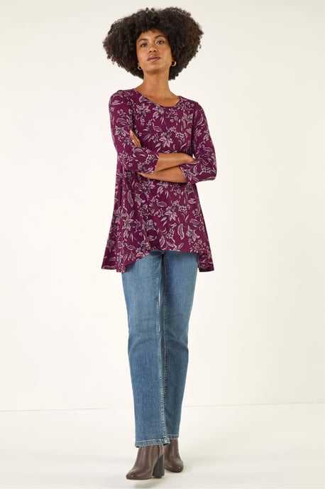 Floral Hanky Hem Tunic Top - Image 3