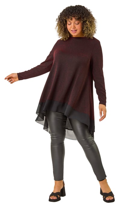 Curve Glitter Chiffon Hem Tunic Top - Image 2