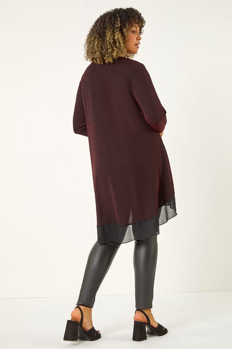 Curve Glitter Chiffon Hem Tunic Top - Image 3
