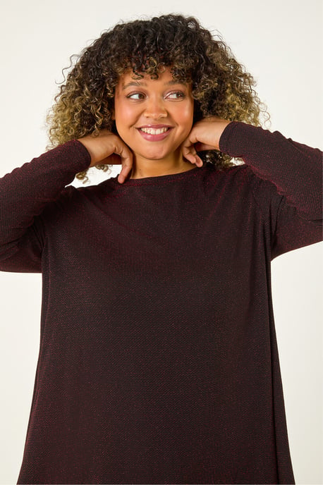 Curve Glitter Chiffon Hem Tunic Top - Image 4