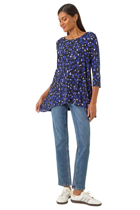 Speckled Print Stretch Tunic Top - Image 2