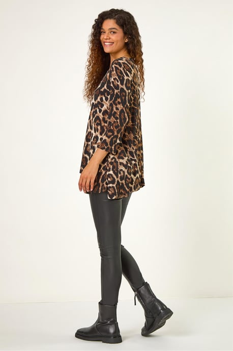 Stretch Textured Animal Print Tunic - Image 4