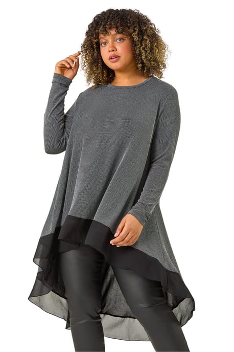 Curve Glitter Chiffon Hem Tunic Top - Image 1