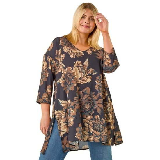 Curve Floral Print Tunic Top - Image 1