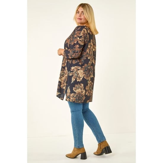 Curve Floral Print Tunic Top - Image 3
