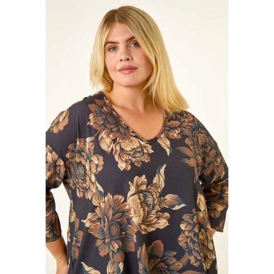Curve Floral Print Tunic Top - Image 4
