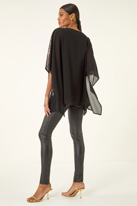 Ombre Sequin Mesh Chiffon Top - Image 3