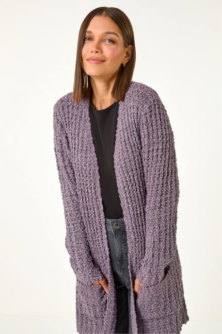 Popcorn Textured Longline Cardigan - Image 3
