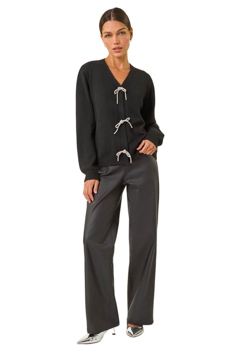 Bow Embellished Knit Cardigan - Image 2