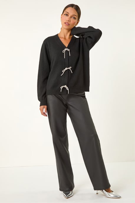 Bow Embellished Knit Cardigan - Image 3