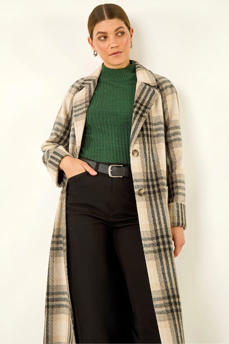 Check Print Longline Coat - Image 2