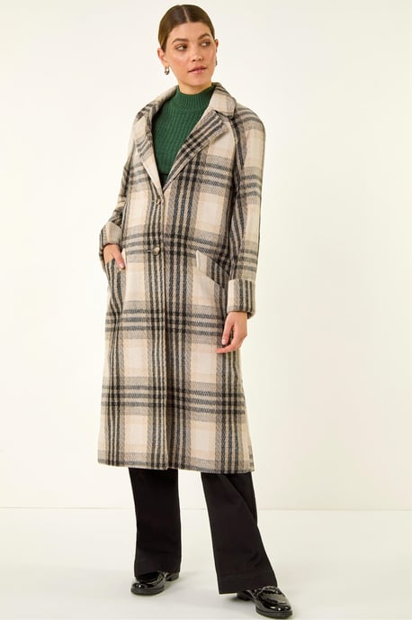 Check Print Longline Coat - Image 3