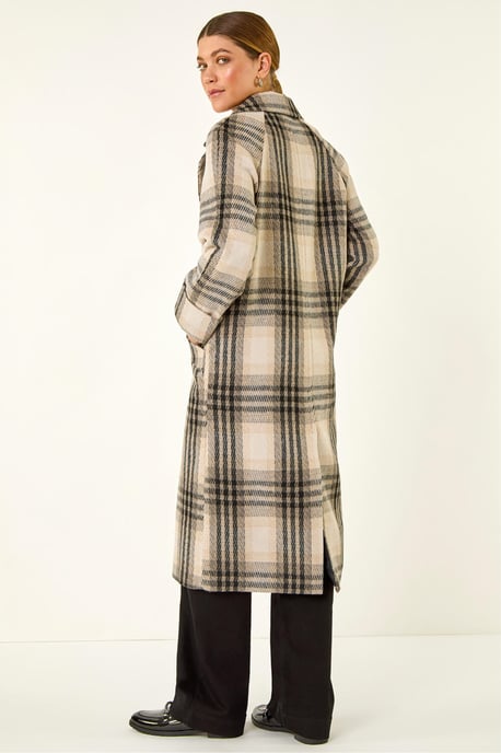Check Print Longline Coat - Image 4