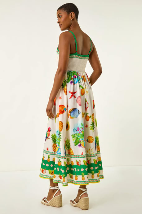 Fruit Print Strap Detail Midi Dress - Image 4