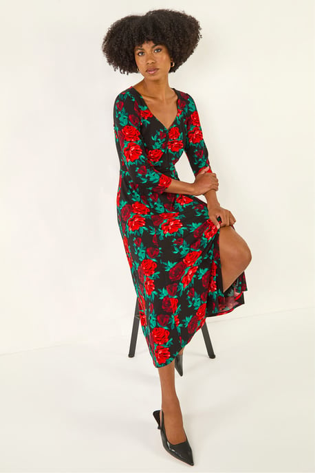 Rose Ruched Midi Dress - Image 3