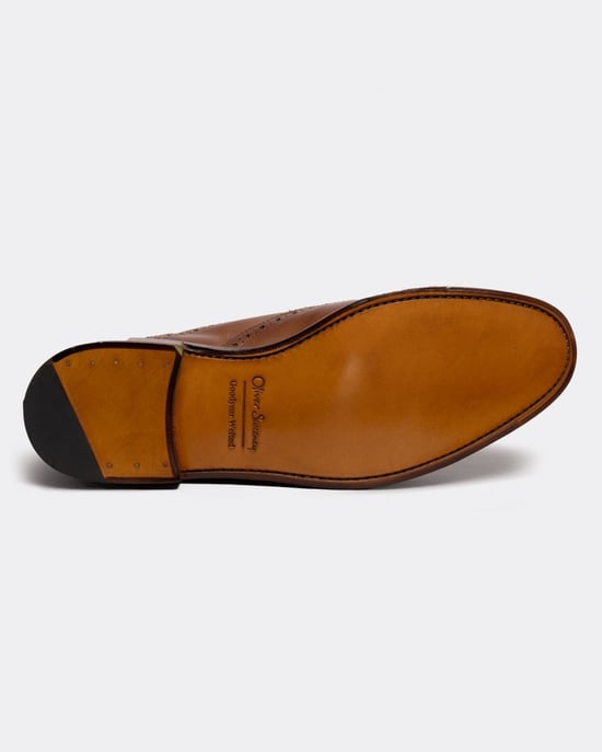 Mens Wingtip Leather Brogue in Brown - Image 5