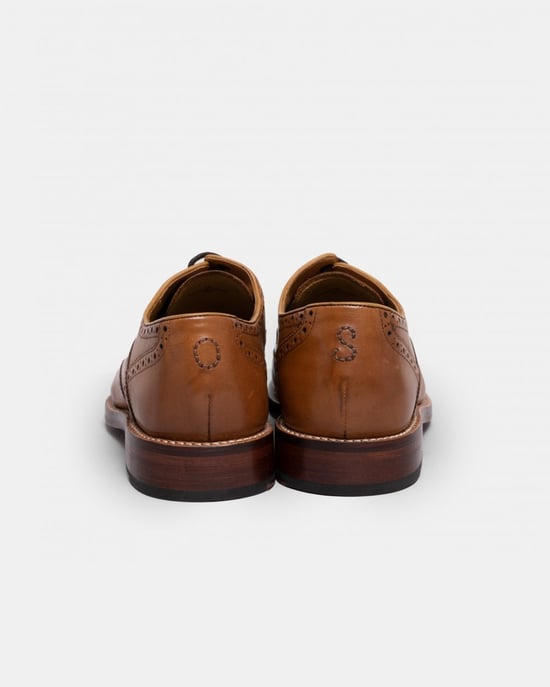 Leather Brogue with Wingtip Design in Tan - Image 4