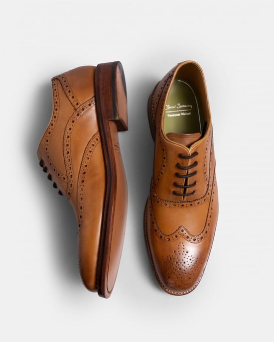 Leather Brogue with Wingtip Design in Tan - Image 6