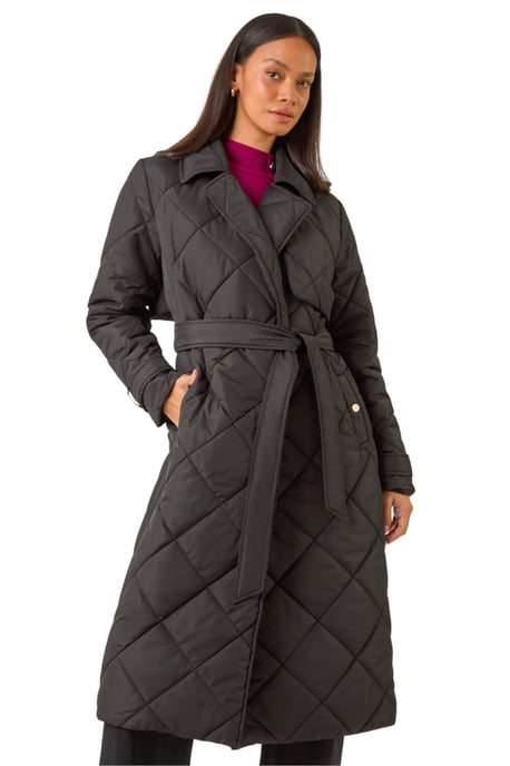 Chevron Wrap Quilted Puffer Coat - Image 1