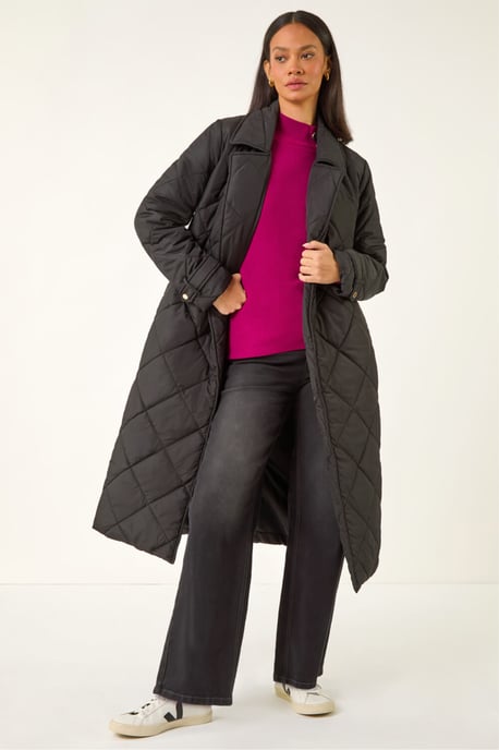 Chevron Wrap Quilted Puffer Coat - Image 2