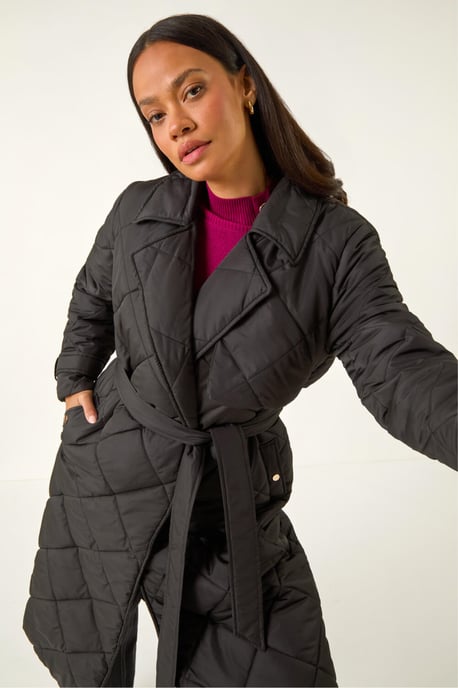 Chevron Wrap Quilted Puffer Coat - Image 3