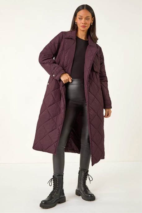 Chevron Wrap Quilted Puffer Coat - Image 2