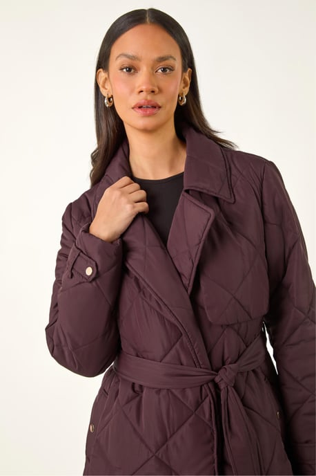 Chevron Wrap Quilted Puffer Coat - Image 3