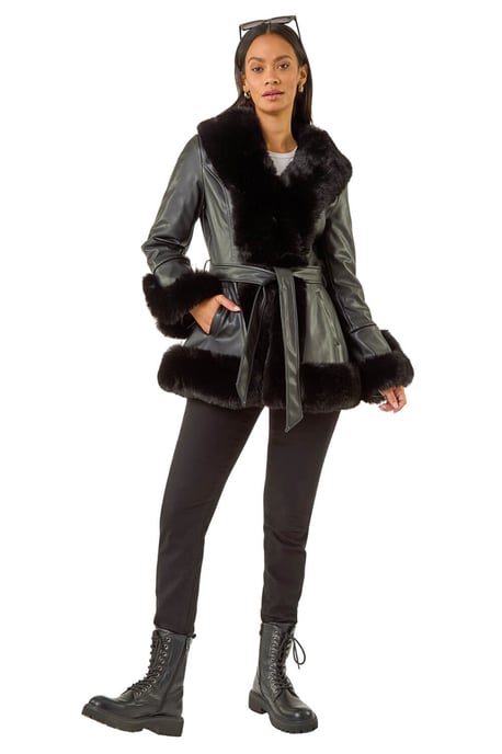Contrast Faux Fur Coat - Image 2