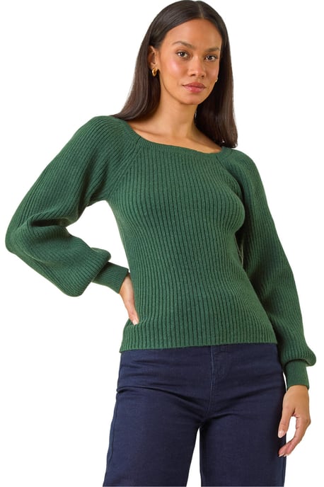 Ribbed Blouson Knit Jumper - Image 1