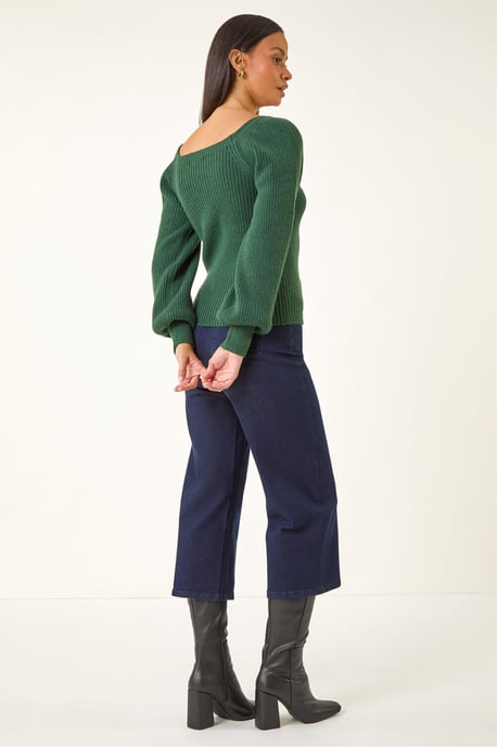 Ribbed Blouson Knit Jumper - Image 3