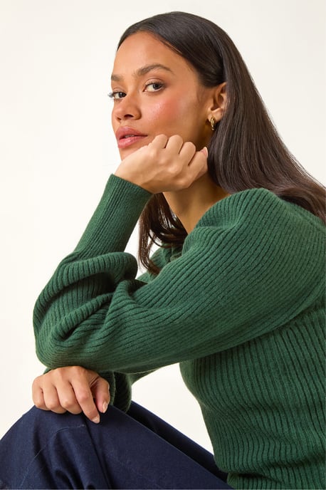 Ribbed Blouson Knit Jumper - Image 4