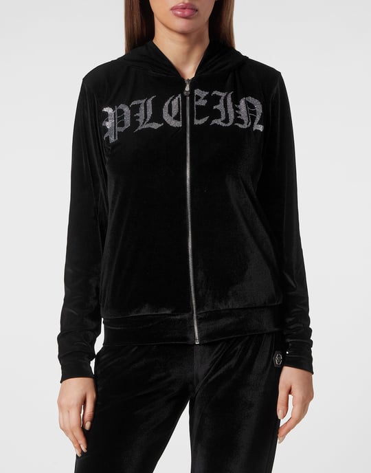 Gothic Plein-mönstrad sweatjacka med huva - Image 2