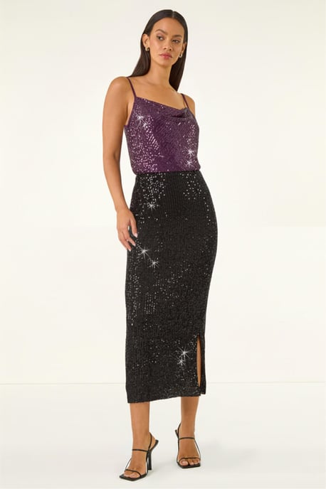 Cowl Neck Sequin Cami Top - Image 3