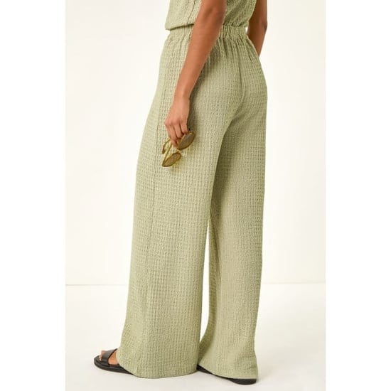 Textured Wide Leg Stretch Trouser - Image 4