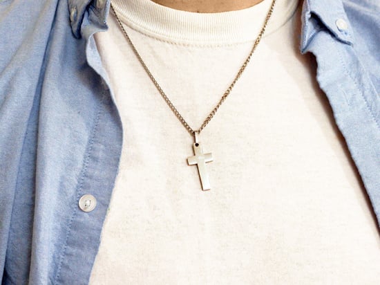 Stainless Steel Cross Pendant- With 20 Inches Steel Curb Chain - Image 1
