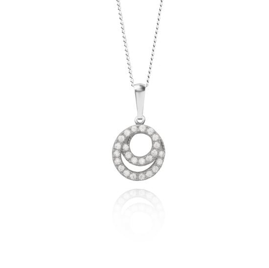 Sterling Silver Swirl White Cubic Zirconia Stud Earrings And 18 Inch Pendant Necklace - Image 2