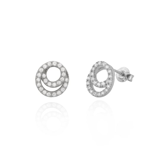 Sterling Silver Swirl White Cubic Zirconia Stud Earrings And 18 Inch Pendant Necklace - Image 4