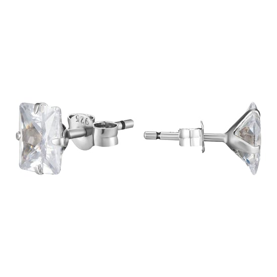 Set of 2 9ct White Gold 5mm Square And Circle White Cubic Zirconia Stud Earrings - Image 2
