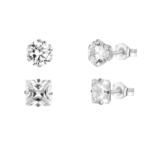 Set of 2 9ct White Gold 5mm Square And Circle White Cubic Zirconia Stud Earrings - Image 4