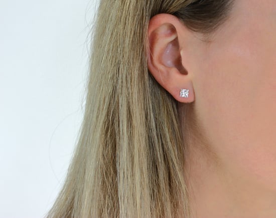 Set of 2 9ct White Gold 5mm Square And Circle White Cubic Zirconia Stud Earrings - Image 5
