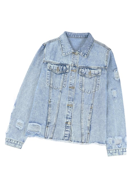 Sliten jeansjacka med trasig kant - Image 6