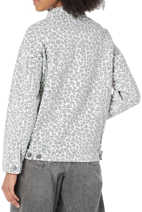 Oversized Leopard Print Denim Jacket - Image 2