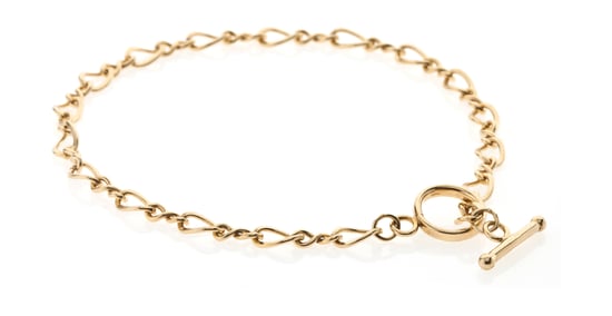 9ct Yellow Rolled Gold Figure Of 8 Link T- Bar Bracelet - Image 1