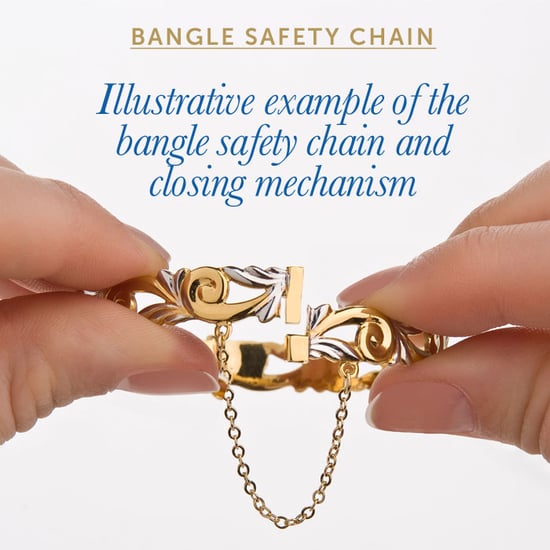 9ct Yellow Rolled Gold Daisy Leaf Hinged Bangle Bracelet, Safety Chain - Image 5