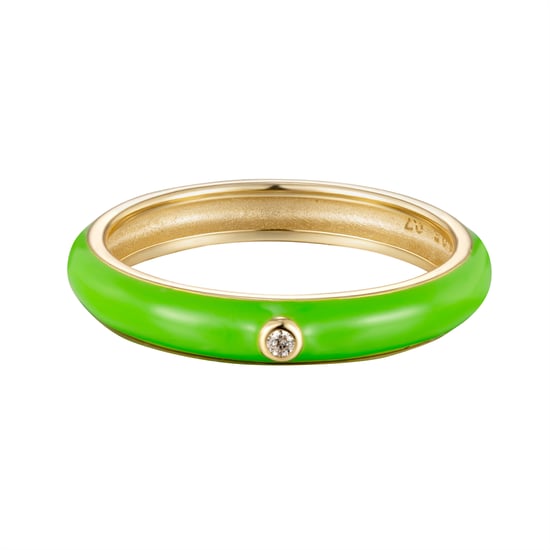 18ct Gold Plated Sterling Silver Coloured Enamel White Cubic Zirconia Edgy Ring Stacking Set - Image 3