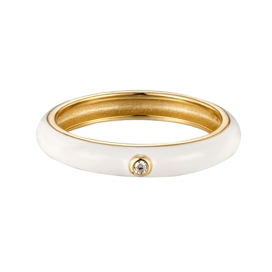 18ct Gold Plated Sterling Silver Coloured Enamel White Cubic Zirconia Pastel Ring Stacking Set - Image 2