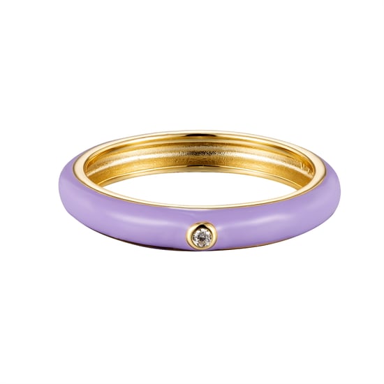 18ct Gold Plated Sterling Silver Coloured Enamel White Cubic Zirconia Pastel Ring Stacking Set - Image 3