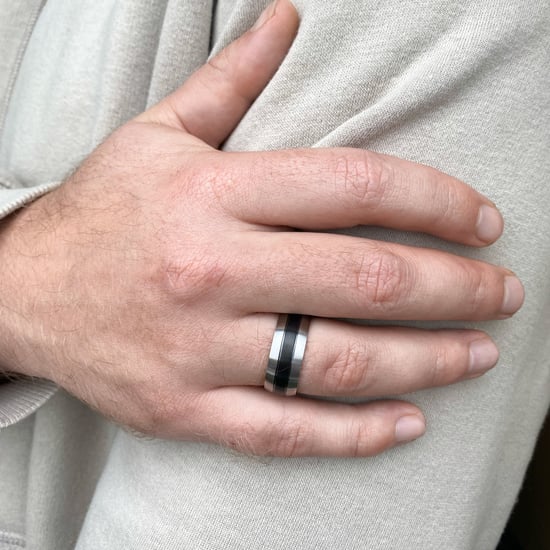 Stainless Steel 9mm Band With Black Plated Detail Ring - Image 3