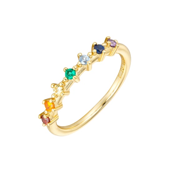 18ct Gold Plated Rainbow Stacking Ring Set - Image 2