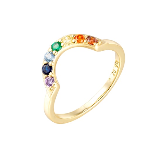 18ct Gold Plated Rainbow Stacking Ring Set - Image 3
